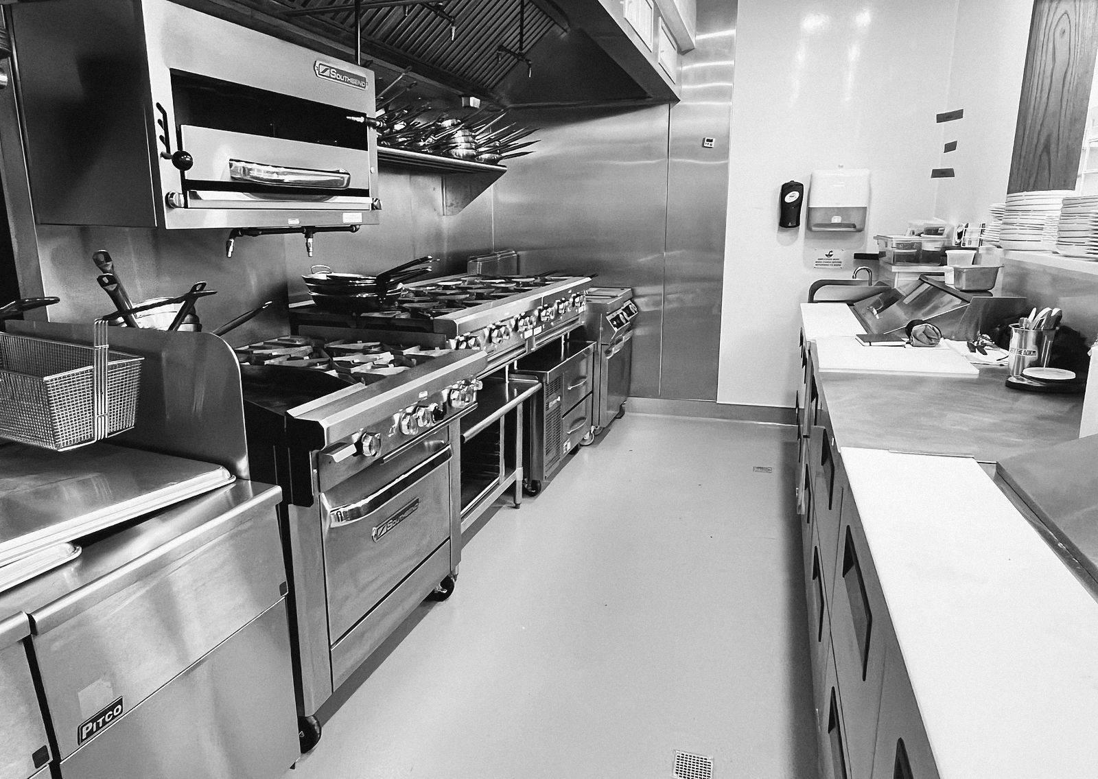 A finished, spotless kitchen line