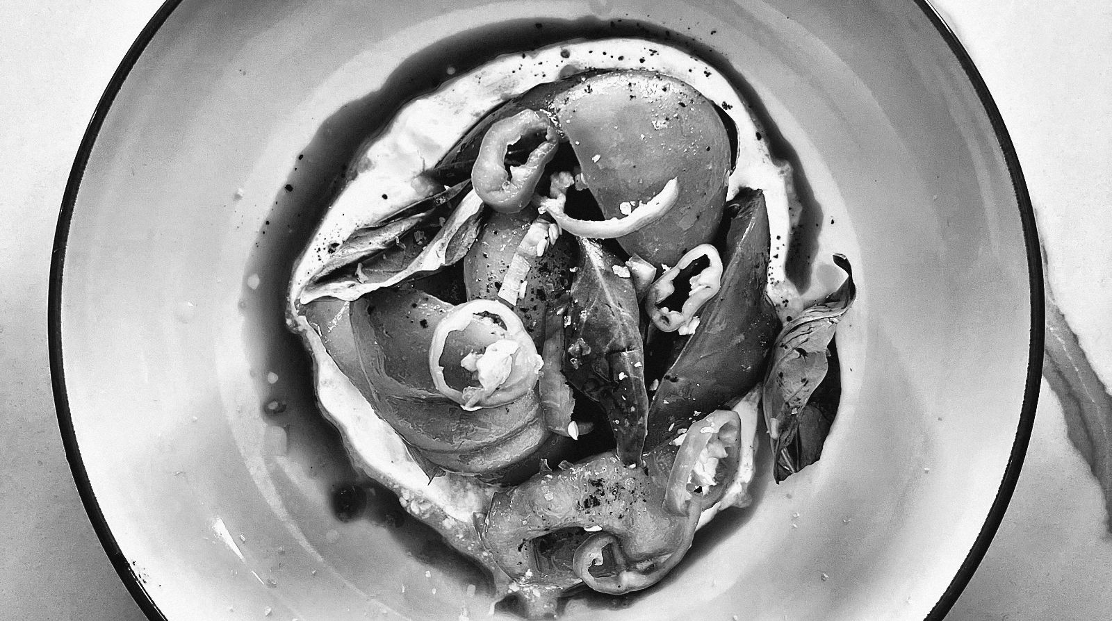A plated tomato dish, seen from above